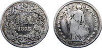 Switzerland 1 Franc Switzerland Federal State 1875 B 1 Franc Helvetia standing -