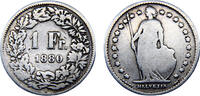 Switzerland 1 Franc Switzerland Federal State 1880 B 1 Franc Helvetia standing -