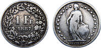 Switzerland 1 Franc Switzerland Federal State 1887 B 1 Franc Helvetia standing -