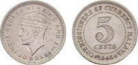 5 Cents Malaya British colony George VI 1945 5 Cents 1.4g -