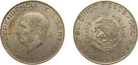 Mexico 5 Pesos Mexico United Mexican States 1956 Mo 5 Pesos Silver (.720) (Copper .280) Mexico City Mint (4596000) 18.055g UNC KM 469 -