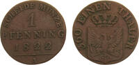 Germany 1 Pfenning Germany States Kingdom of Prussia Friedrich Wilhelm III 1822 A 1 Pfenning 1.6g -