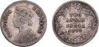 India 2 Annas India British colony Victoria 1892 B incuse 2 Annas 1.4g -