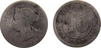 Mauritius 10 Cents Mauritius British crown colony Victoria 1877 H 10 Cents 1g -