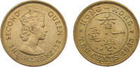 China 10 Cents China British colony Hong Kong Elizabeth II 1963 KN 10 Cents 1st portrait, security edge 4.54g -