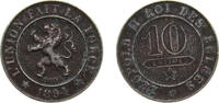 Belgium 10 Centimes Belgium Kingdom 1894 10 Centimes - Léopold II (Dutch text) Copper-nickel Brussels mint 4.5g VF KM43 LABFM-34 Schön4 -