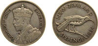 New Zealand 6 Pence New Zealand State 1934 6 Pence - George V Silver (.500) Royal Mint (Tower Hill) (3600000) 2.83g XF KM 2 -