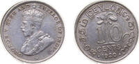 Sri Lanka 10 Cents Sri Lanka British Ceylon colony 1920 B 10 Cents - George V Silver (.550) Bombay Mint (3059000) 1.166g XF KM 104a -