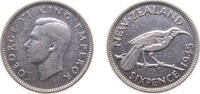 New Zealand 6 Pence New Zealand State 1945 6 Pence - George VI (1st type) Silver (.500) Royal Mint (Tower Hill) (940000) 2.83g VF KM 8 -
