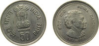 India 50 Paise India Republic 1984 ♦ 50 Paise (Indira Gandhi) Copper-nickel Bombay Mint 5g UNC KM 67.1 -