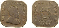 Sri Lanka 5 Cents Sri Lanka British Ceylon colony 1909 5 Cents - Edward VII Copper-nickel (2000000) 3.9g VF KM 103 -