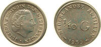 Netherlands Antilles ⅒ Gulden Netherlands Antilles Dutch colony 1959 ⅒ Gulden - Juliana Silver (.640) (Copper .360) Utrecht Mint (250000) 1.4g UNC KM 3 Schön -