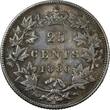Canada 25 Cents 1880H Scarce Wide 0 in date. VF