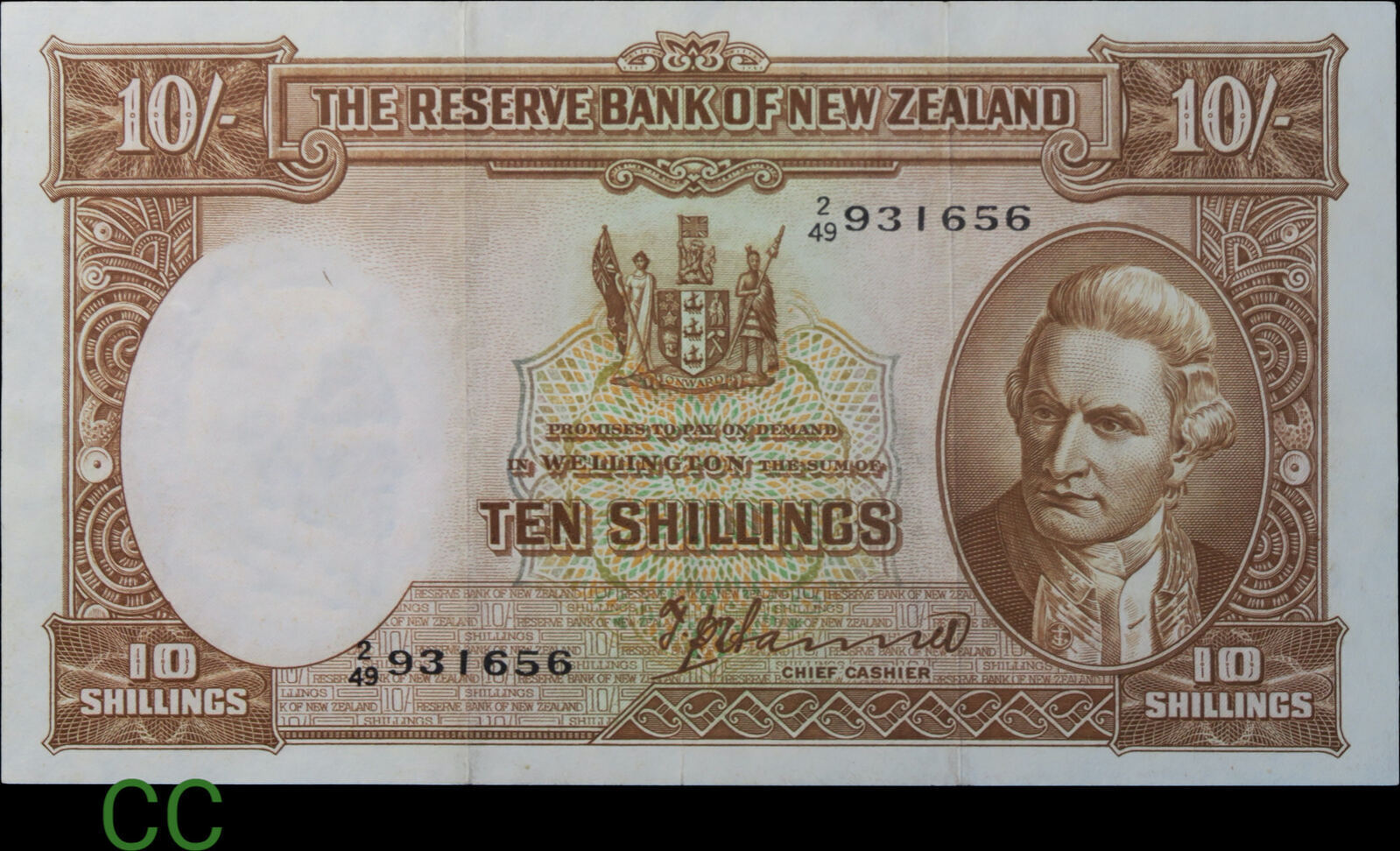 New Zealand 10 Shillings 1949 T.P. Hanna signature VF | MA-Shops