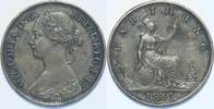 Great Britain Farthing Bronze Coinage, "Bun Head" issue. -