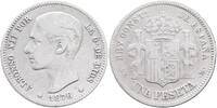 Spanien 1 Peseta Silber 1876 Alfonso XII. 1874-1885 schön-sehr schön 9.54 £  +  7.80 £ shipping