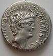 Roman Republic Denarius 40 BC Marc Antony & Octavian. Ephesus. EF . Excellent portraits, high grade XF