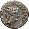 Roman Republic Marc Antony & Octavian. Ephesus. EF . Excellent portraits, high grade Denarius 40 BC XF