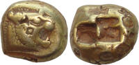 Kings of Lydia. Archaic, EL Sardes. 620-550 BC  **with severals banker s marks on the edge** RARE R3 Trite -Third Stater (1/3 Stater)  