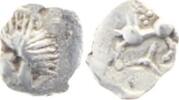 Kleinsilber der Vindeliker  Kleinsilber Typ Manching M 2. (Kopf l., gescheitelte Haarkalotte, Scheitelpkt.). VF+