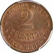 Saxe-Coburg-Gotha 2 pfennig 1870 B, PCGS MS64 RB, "Ernst II (1844-1893)" Top 1/0 Saxe-Coburg-Gotha  1870 B, PCGS MS64 RB, "Ernst I