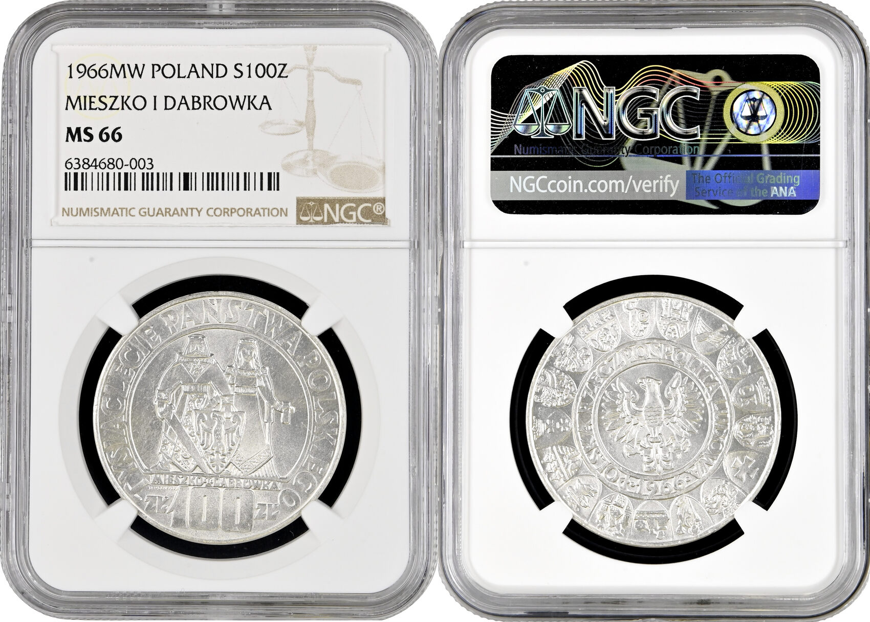 Store 100 Zloty 1966 1000 Jahre Polen NGC MS66 Top!!!