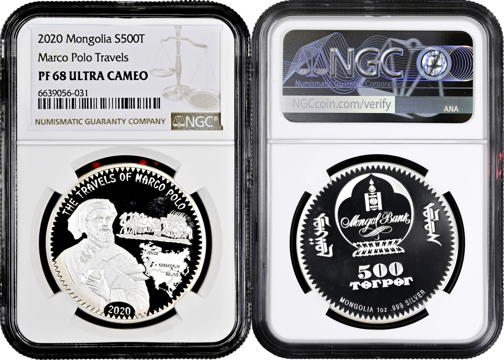 Mongolia 500 togrok 2020, NGC PF68 UC, The Travels of Marco Polo | MA-Shops