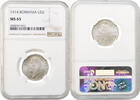1 leu Romania 1 leu 1914, NGC MS65, King Carol I (1881 - 1914) -