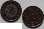 1/2 cent Netherlands 1/2 cent 1878, XF, King William III (1849 - 1890) -
