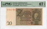 20 Reichsmark Germany 20 Reichsmark 1929 (ND 1945), PMG 67 EPQ, Reichsbanknote Pick# 181b -