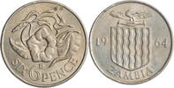 6 pence Zambia 6 pence 1964, BU, Republic of Zambia (1964 - 1967) -