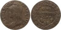 5 Centimes An 8 BB Frankreich, 1. Republik, Directoire/Consulat Straßburg Fast sehr schön