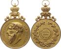 Tragbare vergoldete Bronzemedaille 1898 Belgien, Königreich, Antwerpen, Stadt Geel Leopold II., 1865 - 1909, v. Hart, a.d. Eröffung der Eisenbahn...