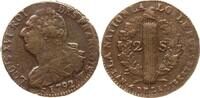 Frankreich, Constitution 2 Sols Louis XVI., 1774 - 1793, Lille, 2e sem. (Punkt unter O bei LOUIS) -