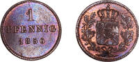 Deutschland 1 Pfennig Bayern, Maximilian II. Joseph (1848-1864), irisierende Patina -