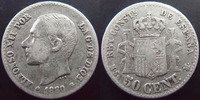 Espagne, Spain 50 centimos Espagne, Spain, 50 centimos 1880, Alphonso XII, KM.685 TTB -