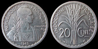 Indochine 20 centimes Indochine Française, 20 centimes 1945 C castelsarrazin, LEC.253 SUPERBE -