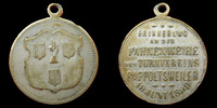 Ribeauvillé, Rappoltsweiler bronze RIBEAUVILLE, RAPPOLSTWEILER, médaille avec beliere, bronze ragenté 29 mm, Gymnastique, consécration du drapeau, 18 Juin 1889, TT -