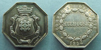 Mulhouse jeton MULHOUSE, MULHAUSEN i.e, 1854 jeton de présence comptoir d'escompte, jeton octogonale en argent de 23x23 mm, Caqué F, Schoen 50, -