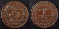 Tunisie 5 centimes TUNISIE, 5 centimes 1891 A, KM.221 TTB à SUPERBE -
