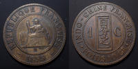Indochine 1 Cent Indochine Française, 1 Cent (centième) 1885 A, LEC.37 traces de nettoyage sinon TTB -