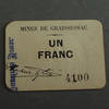 Numismatique des mines 1 Franc Mines de Graissessac, carton de Un Franc uniface, 1 Franc, avec tampon bleu, TTB à SUPERBE -