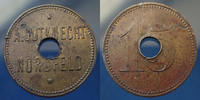 Mulhouse 15 pfennig MULHOUSE, Alsace, Mulhausen in Elsass, jeton de 15 pfennig, A.GUTKNECHT, Zum Nordfeld, percé, Marchand 325.1a, quelques traces s -
