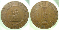 Indochine 1 centime INDOCHINE, 1 centime 1894 A, Leconte 45 TTB coups sur tranche -
