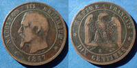 France 10 centimes Napoléon III, 10 centimes 1857 K Bordeaux, Gad.248 TB -