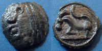 Sequani, Sequanes potin SEQUANES, SEQUANI, potin à la grosse tête, cheval à gauche, LT.5368 Var. / DT.3091 Var., 19mm, 3,68g, SUP+ jolie monnaie -