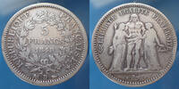France 5 Francs 5 Francs Hercule 1848 D Lyon, Gad.683, coups sur tranche sinon TB/TB+ Rare! -