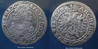 Schlesien Breslau, Silésie, RDR 3 kreuzer RDR, Schlesien, Breslau, Silésie, Léopold I, 3 kreuzer 1665 SH, Herinek 1532, 1,55g, TTB -