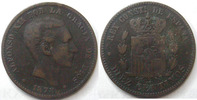 Espagne, Spain Espagne, Spain, diez centimos 1878, Alphonso XII, KM.675 TB à TTB -