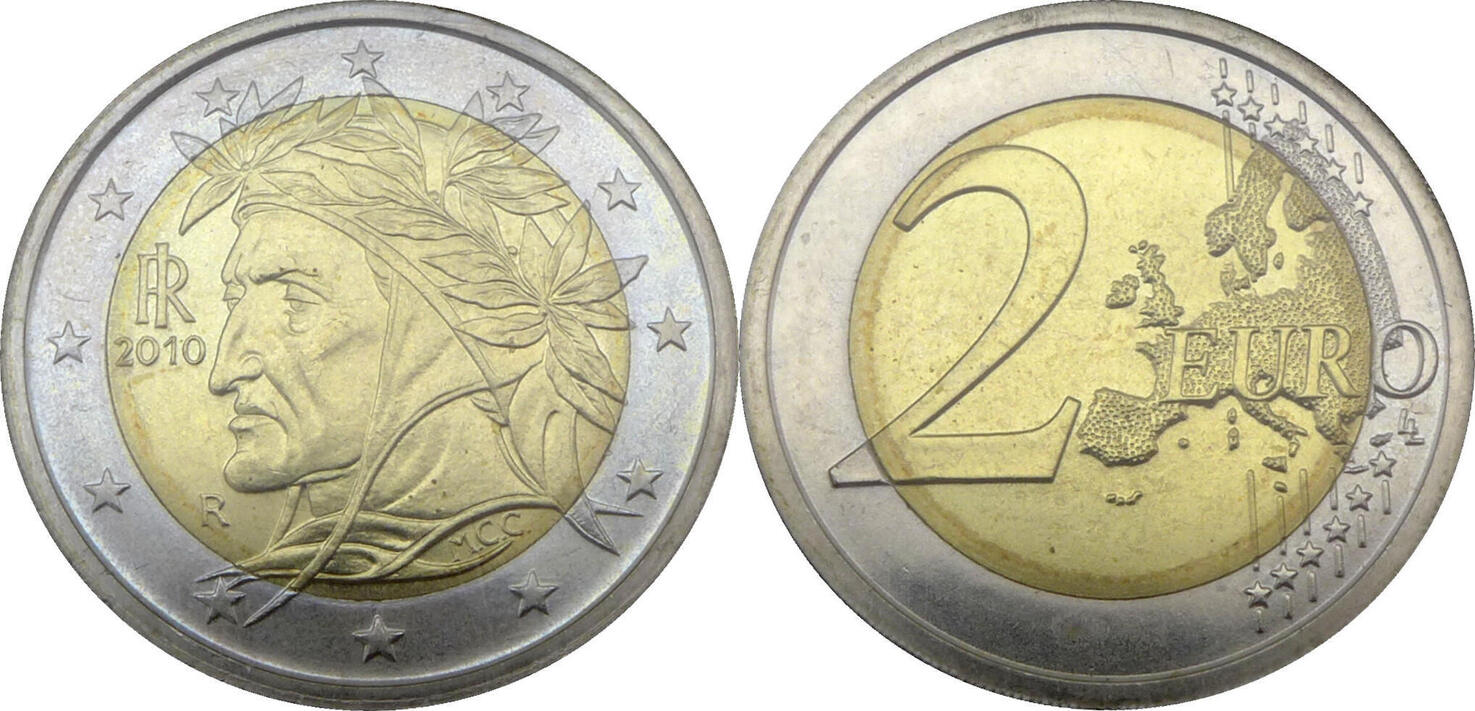 Italien 2 Euro 2010 Dante Alighieri 2 Kursm nze UNC MA Shops